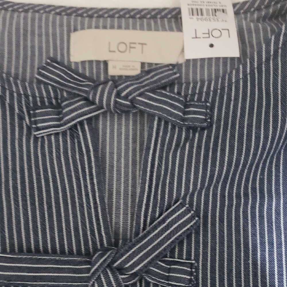 LOFT Navy Striped Blouse - Picture 3 of 3
